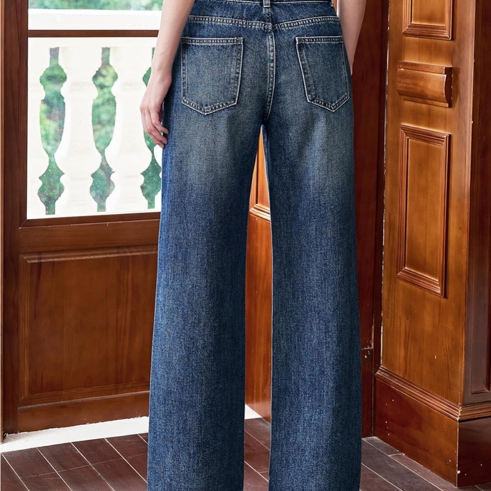 Upnet Stacked Button Wide Leg Jeans - Picture 5 of 9